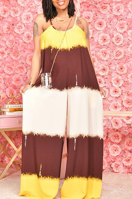 Fashion Digital Printing Sexy Loose Fitting Jumpsuits ZDD31125