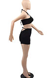 Black Women Fashion Sleeveless Vest Pir Bar Shorts Sets YMM9075-1