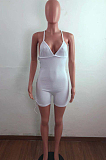 White Fashion Summer Pit Bar Bind Tight Carry Buttock High Waist Package Buttocks Jumpsuits QZ4348-1