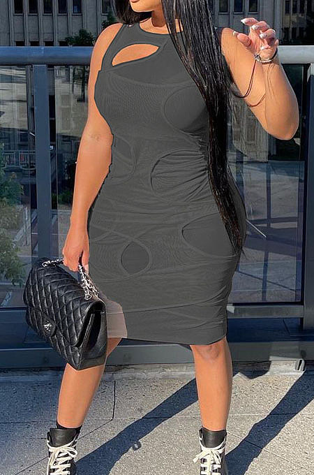Black Personality Sexy Net Yarn Perspective Dress HG126-1