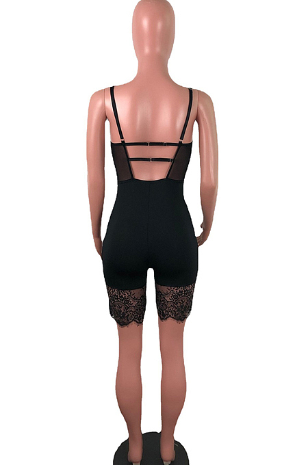 Black Euramerican Corset Cartilage Sling Lace Fashion Sexy Romper Shorts QZ5250-1