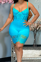 Blue Euramerican Corset Cartilage Sling Lace Fashion Sexy Romper Shorts QZ5250-5
