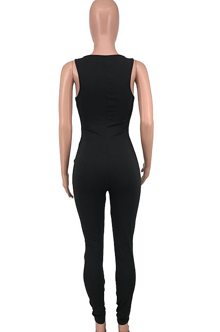 Black Sexy Sleeveless Bind Tank Bodycon Jumpsuits HG129-1
