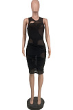 Black Personality Sexy Net Yarn Perspective Dress HG126-1