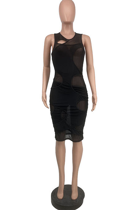 Black Personality Sexy Net Yarn Perspective Dress HG126-1