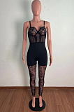 Black Fashion Corset Cartilage Lace Eyelash Edge Sexy Sling jumpsuit QZ5259