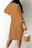 Khaki Fashion Casual Shirt Dress Does Not Contain The Belt BS1275-2