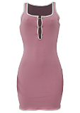 Pink Casual Pit Bar Slim Fitting Tank Shorts Sports Sets ALS258-3