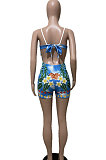 Blue Women Sexy Tight Romper Shorts ZK6024-2