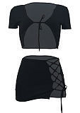 Black Fashion Casual Pure Color Package Buttocks Bind Sets ALS256-5