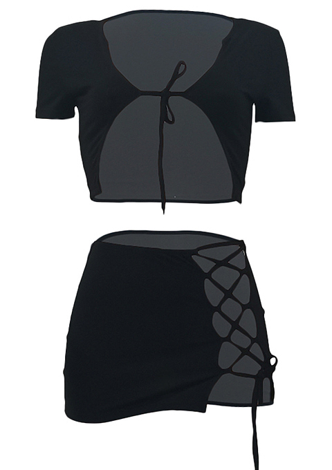 Black Fashion Casual Pure Color Package Buttocks Bind Sets ALS256-5