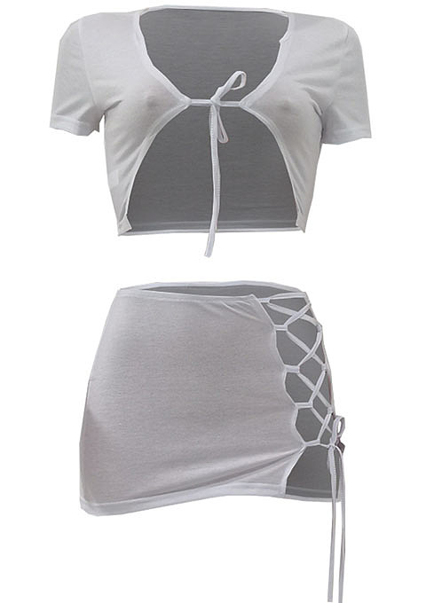 White Fashion Casual Pure Color Package Buttocks Bind Sets ALS256-2