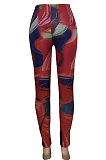 Wine Red Women Fashion Hole Long Pants FFE158