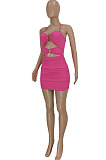 Rose Red Women Sexy Bandage Backless Mini Dress FFE164-1