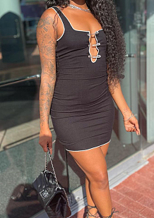 Black Casual Pit Bar Slim Fitting Tank Shorts Sports Sets ALS258-1