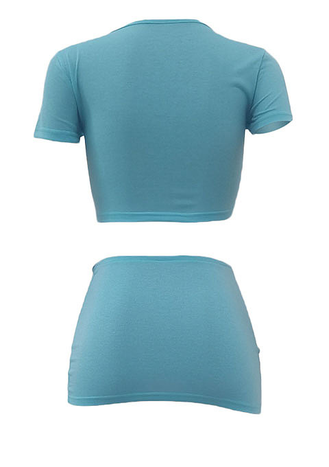 Sky Blue Fashion Casual Pure Color Package Buttocks Bind Sets ALS256-4