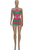 Rose Red Euramerican Women Fashion Printing Bandage Mini Dress FFE162-1