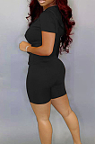 Black Casual Hoodie Zipper Short Sleeve Shorts Sports Sets BS1276-1
