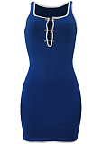 Blue Casual Pit Bar Slim Fitting Tank Shorts Sports Sets ALS258-4