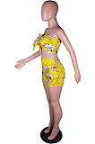 Yellow Sexy Fashion Printing Boot Tube Top Shorts Two Piece BS1277-1 