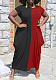 Black Euramerican Spliced Loose Round Neck Short Sleeve Irregularity Dress ALS260-1