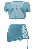 Sky Blue Fashion Casual Pure Color Package Buttocks Bind Sets ALS256-4