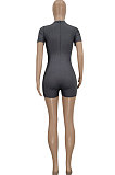 Gray Euramerican Women Tight Pit Bar Romper Shorts FFE150-1