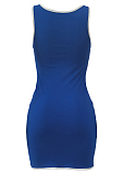 Blue Casual Pit Bar Slim Fitting Tank Shorts Sports Sets ALS258-4