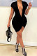 Black Euramerican Deep V Neck Kimono Sleeve Package Buttocks Mini Dress CY1340-2