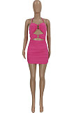 Rose Red Women Sexy Bandage Backless Mini Dress FFE164-1