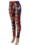 Wine Red Women Fashion Hole Long Pants FFE158