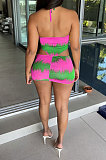 Rose Red Euramerican Women Fashion Printing Bandage Mini Dress FFE162-1