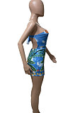 Blue Women Sexy Tight Romper Shorts ZK6024-2