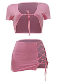Pink Fashion Casual Pure Color Package Buttocks Bind Sets ALS256-3