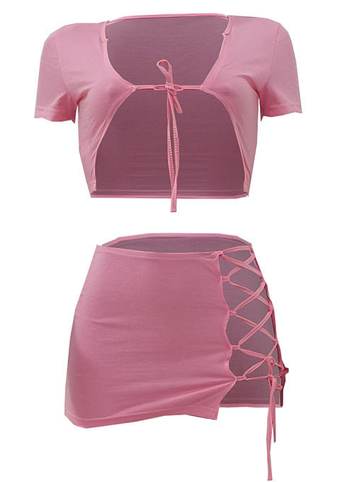 Pink Fashion Casual Pure Color Package Buttocks Bind Sets ALS256-3