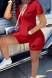 Casual Women Pocket Embroidered Short Sleeve Zipper Jumpsuits OQ014 