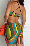 Women High Waist Irregularity Condole Belt Dew Waist Mini Dress MA6720