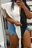 Halter Neck V Pattern Spliced T Shirts ASM6121