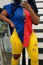 Halter Neck V Pattern Spliced T Shirts ASM6121