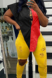 Halter Neck V Pattern Spliced T Shirts ASM6121