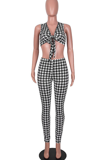 Euramerican Women Knotted Strap Top Long Pants Sets MA6718