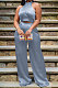 Gray Women Pure Color Sleeveless Top Casual Pants Sets NK254-7