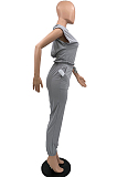 Silver Grey Fashion Sports Backless Sleeveless Long Pants Two Piece JC7052