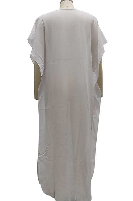 White Summer Fashion Pearl Chiffon Prevent Bask In Dress SMR10091-1