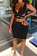 Black Euramerican Women Pure Color Bandage Hollow Out Sexy Skirts Sets Q903-3
