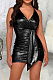 Black Night Club Sling V Neck Slim Fitting Sexy Dress SMR10093-3