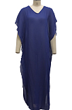 Blue Summer Fashion Pearl Chiffon Prevent Bask In Dress SMR10091-3