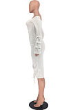 White Sexy Ruffle Fold Flare Sleeve Boob Tube Top Dress SMD9003-1