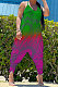 Gradient Green Purple Women Sexy Gradient Printing Casual Jumpsuits PY826-2