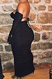 Black Off Shoulder One Word led Flare Sleeve Ruffle Sexy Dress SMD82075-1
